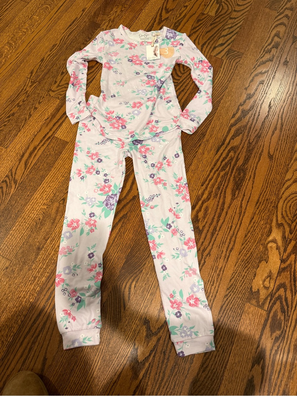 Jessica Simpson Girls Floral Pajama Set in Light Pink, Purple & Mint